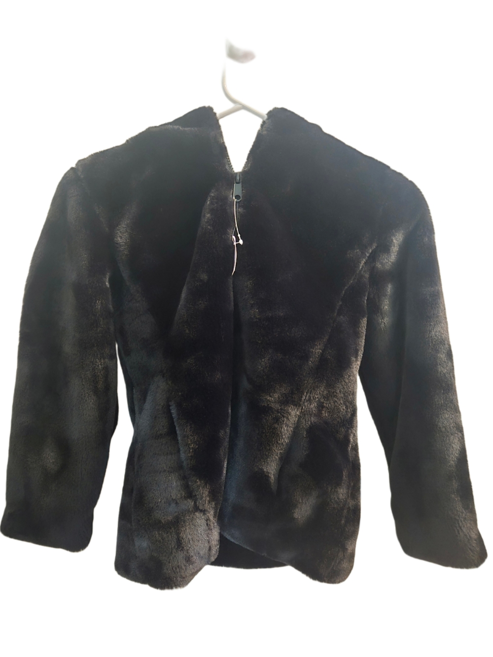 Kids Black Faux Fur Hoodie Jacket